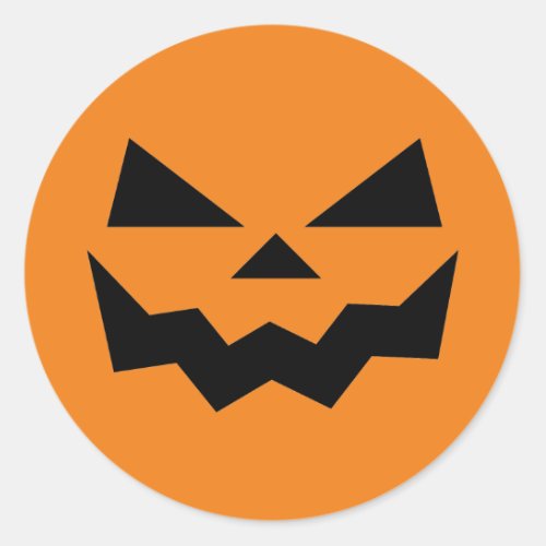 Orange and Black Jack_o_lantern pumpkin face  Classic Round Sticker