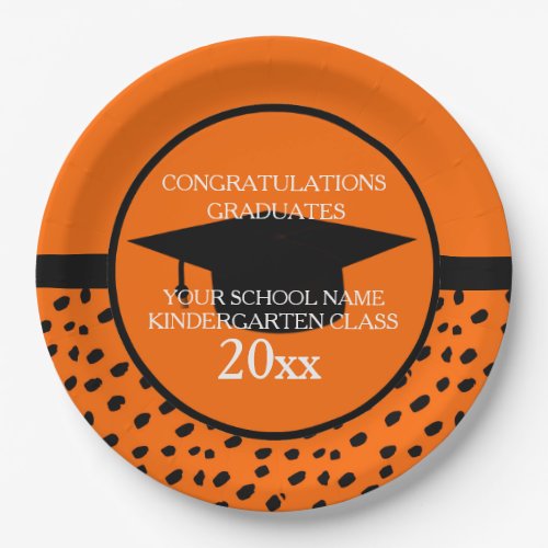 Orange and Black  Kindergarten Graduation Party Paper Plates