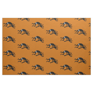 Orange And Black Kokopelli Pattern Southwest Fabric