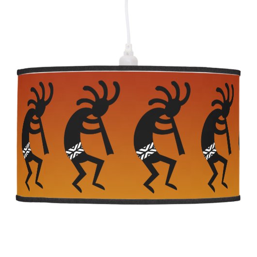 Orange And Black Kokopelli Southwestern Design Ceiling Lamp (Left)