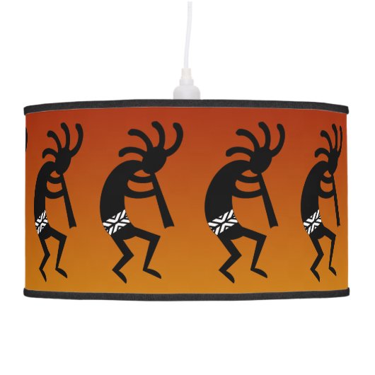 Orange And Black Kokopelli Southwestern Design Ceiling Lamp (Right)