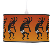 Orange And Black Kokopelli Southwestern Design Ceiling Lamp (Front)