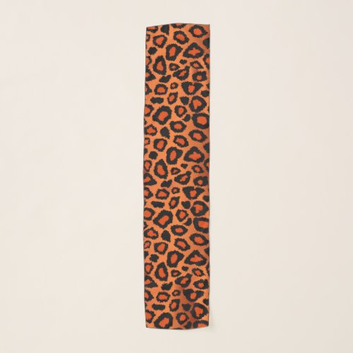 Orange and Black Leopard Print  Scarf