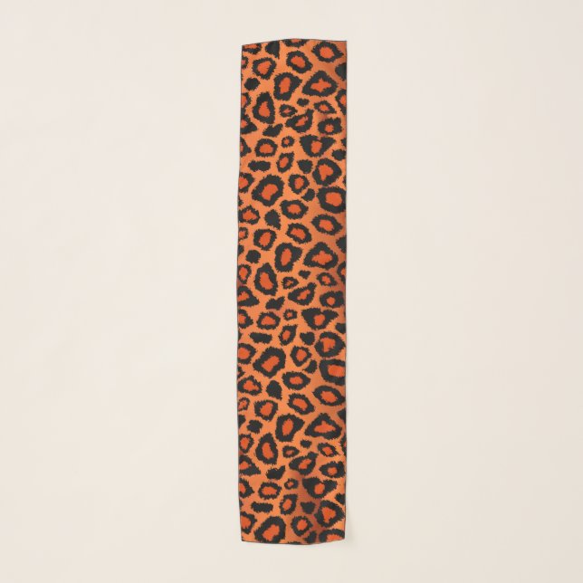 Orange and Black Leopard Print  Scarf (Front)
