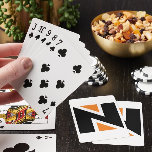 Orange And Black Letter N Playing Cards