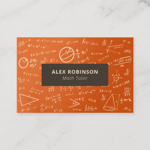 Orange and Black Math Tutor business card