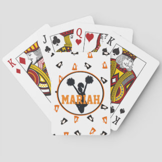 Orange and Black Megaphones Cheer Personalized Poker Cards