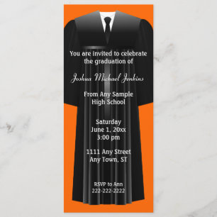 Orange and Black Mens Graduation Invitation