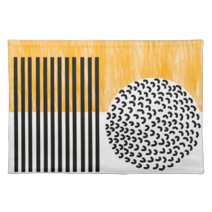 Orange and Black Mid Century Modern Art Cloth Placemat