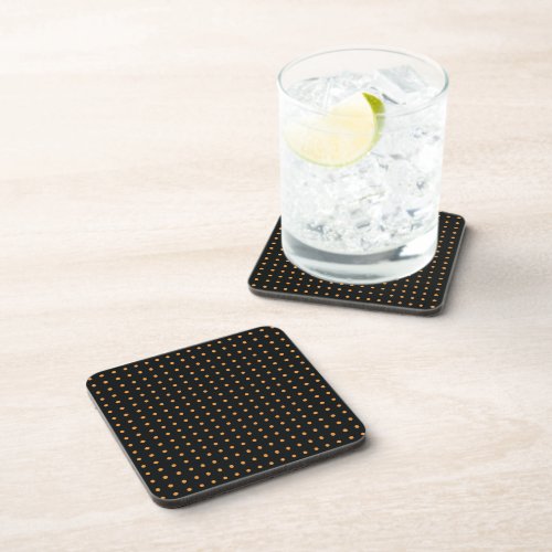 Orange and Black Minimalist Polka Dots g1 Beverage Coaster