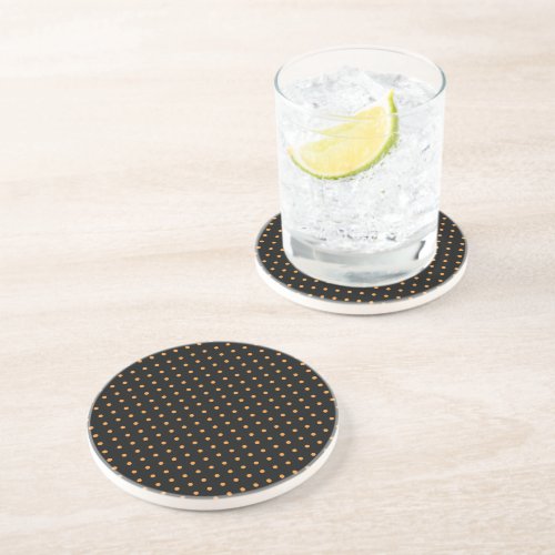 Orange and Black Minimalist Polka Dots g1 Coaster