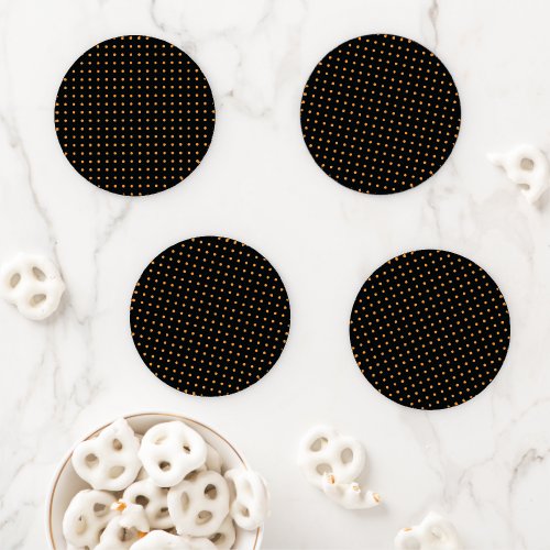 Orange and Black Minimalist Polka Dots g1 Coaster Set