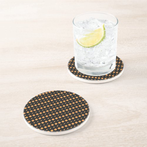 Orange and Black Minimalist Polka Dots g9 Coaster