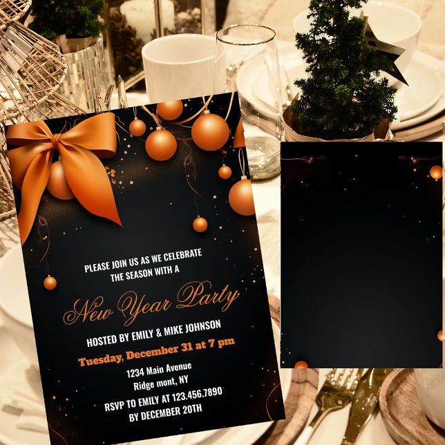 Orange and Black new year Holiday Party 2026 Invitation (Creator Uploaded)