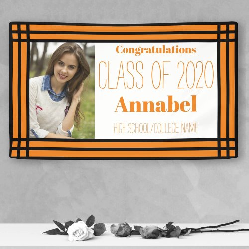 Orange and Black One Photo Geometric Grad Banner