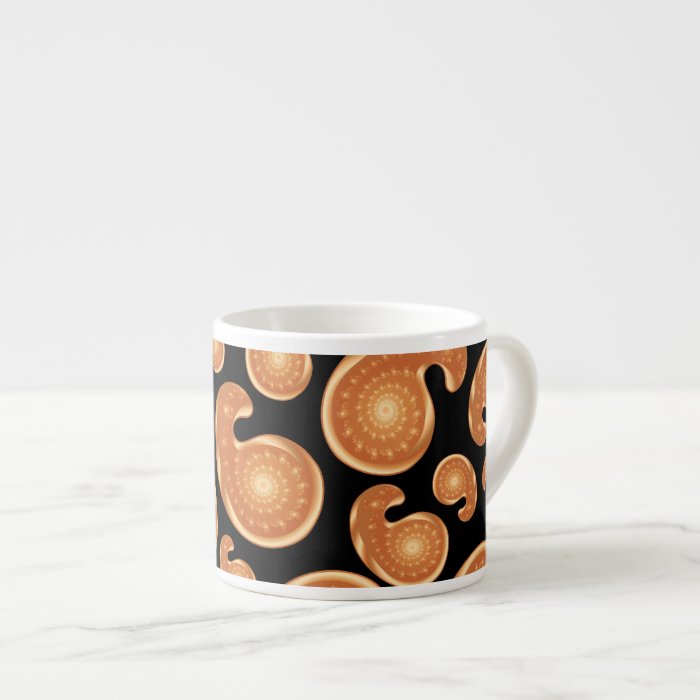 Orange and Black Paisley Pattern Espresso Mugs