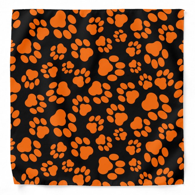Orange-and-Black Paw Print Bandana (Front)