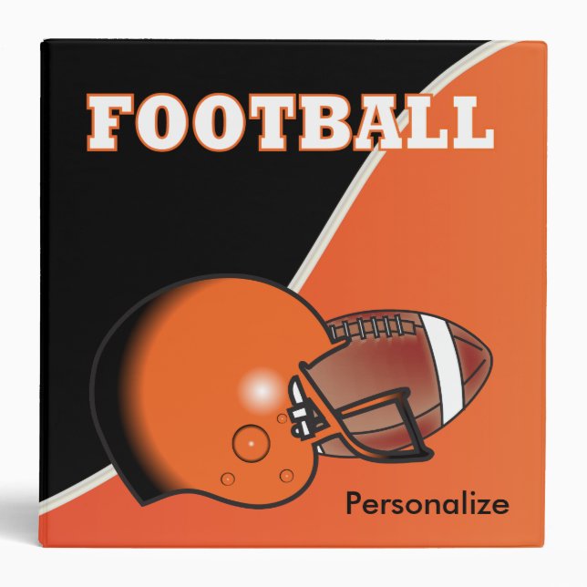 Orange and Black Personalize Football Binder (Front)