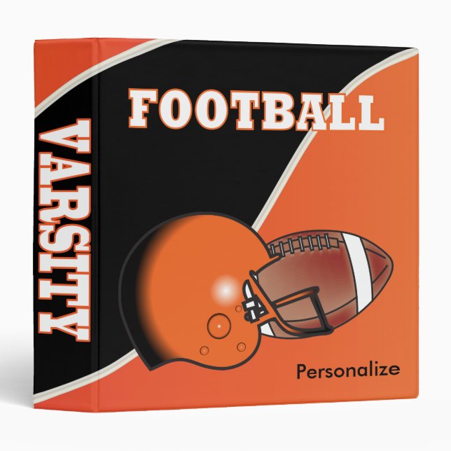 Orange and Black Personalize Football Binder (Front/Spine)