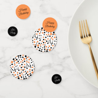 Orange and Black Polka Dot Birthday Confetti