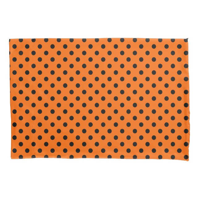 Orange and Black Polka Dots Pillow Case (Front)