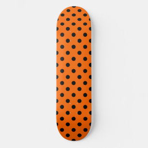 Orange and Black Polka Dots Skateboard
