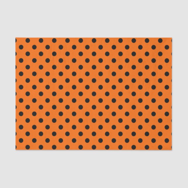 Orange and Black Polka Dots Tissue Paper (Front)