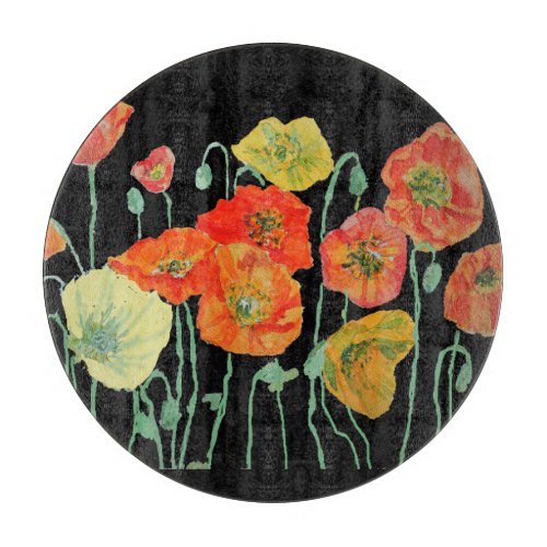 Orange and Black Poppies art Cutting Board