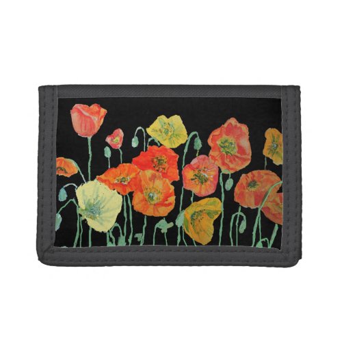 Orange and Black Poppies Watercolor Art Wallet