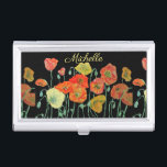 Orange and Black Poppies Womens Gifts  Trifold Wal Business Card Case<br><div class="desc">Orange and Black Poppies ladies business card holder,  with a fully customizable name. A glorious original floral design. Designed from my original watercolor paintings,  that I painted from my own flower garden.</div>