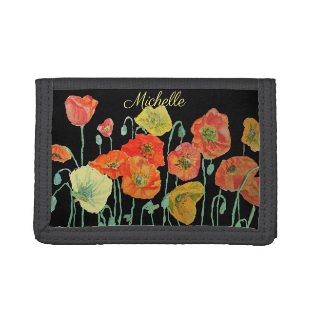 Orange and Black Poppies Womens Gifts  Trifold Wallet (Front)