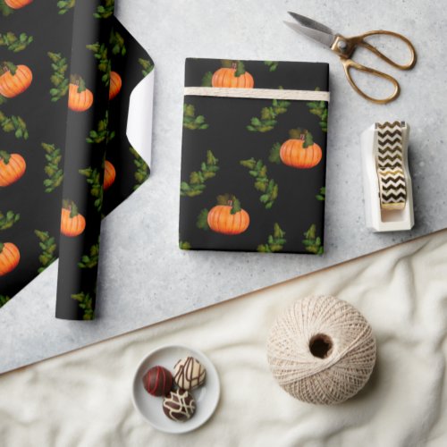 Orange and Black Pumpkin Patch Wrapping Paper