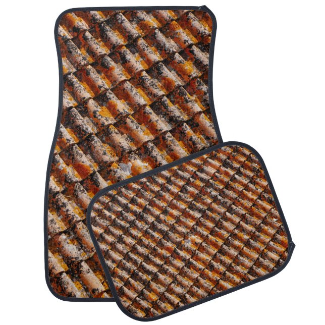 Orange-and-black roof shingles car floor mat (Set)