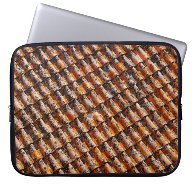 Orange-and-black roof shingles laptop sleeve (Front)