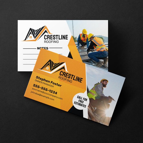 Orange and Black Roofing Contractor House Repair Business Card