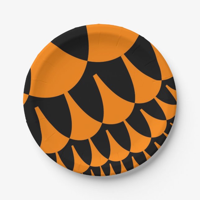 Orange and Black Scales Paper Plates (Front)