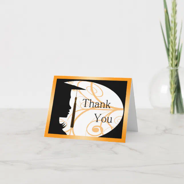 Orange and Black Silhouette Thank You Card | Zazzle