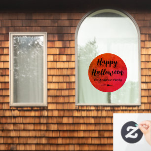 Orange and Black Spooky Full Moon Happy Halloween Window Cling