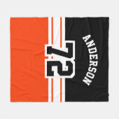 Orange and Black Sport Number Fleece Blanket (Front (Horizontal))