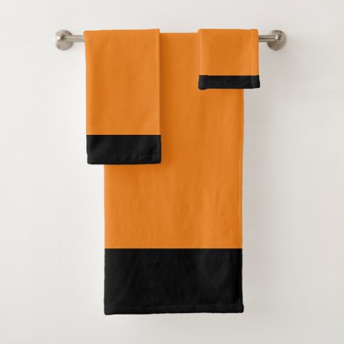 Orange And Black Sport Team Colors Bath Towel Set