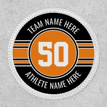 Orange And Black Sports Jersey Custom Name Number Patch by MyRazzleDazzle at Zazzle