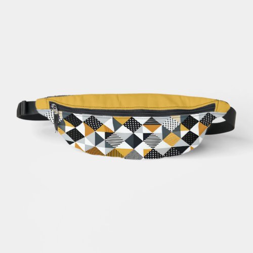 Orange and Black Squares and Triangles Fanny Pack