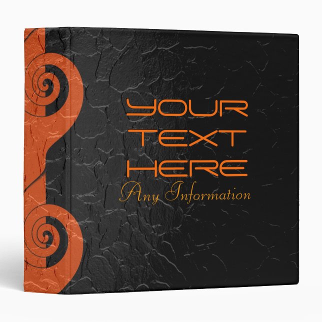 Orange and black stainless steel metal 2 3 ring binder (Front/Spine)