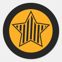 Orange and Black Star Round Sticker