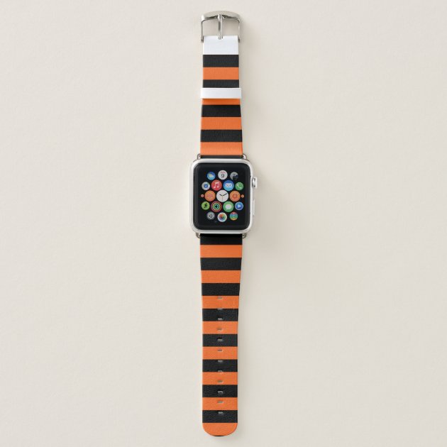 Orange and Black Stripe Halloween Pattern Apple Watch Band Zazzle