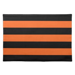 Orange and Black Stripe Halloween Pattern Cloth Placemat