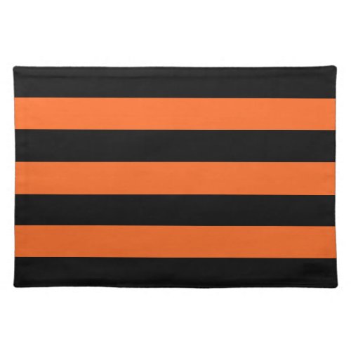 Orange and Black Stripe Halloween Pattern Cloth Placemat
