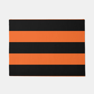 Orange and Black Stripe Halloween Pattern Doormat
