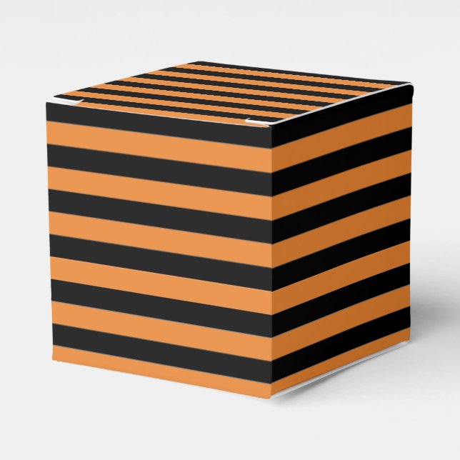 Orange and Black Striped Favor Box (Front Side)