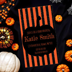 Orange and Black Striped Halloween Invitation